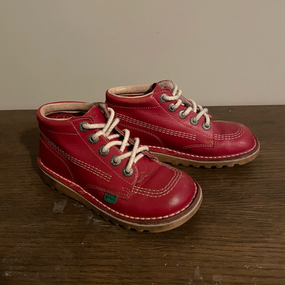 Kickers French Kid's RedLeather Boots